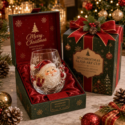✨Magical Christmas 3D Glass Cup Collection – Santa, Reindeer, Snowman & Christmas Tree