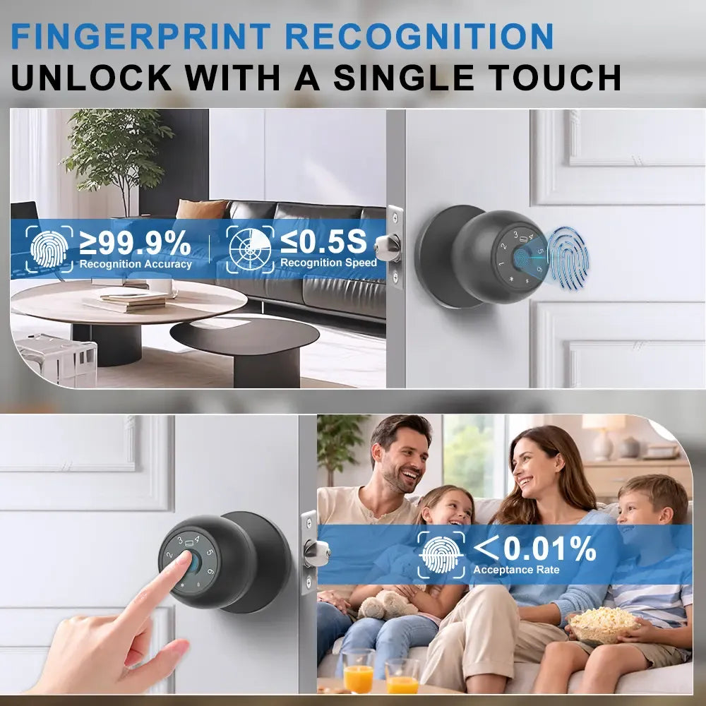 🔐🔑X11 Aluminium 5-in-1 Keyless Door Lock - Fingerprint