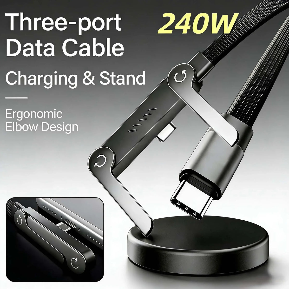 🎉 240W Super Fast Charging 360° Rotating Invisible Stand