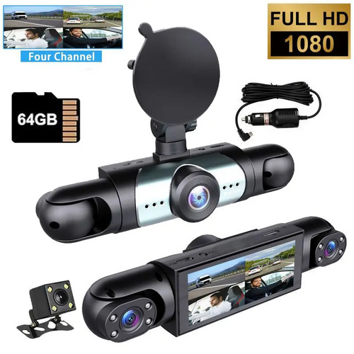 🚗 4-Channel Dash Cam – Multi-View Car Camera with Night Vision & G-Sensor