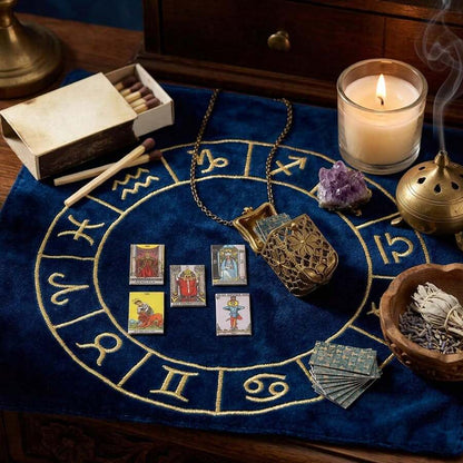 ✨ Secret Tarot Locket Necklace – Vintage Pendant with Mini Tarot Cards