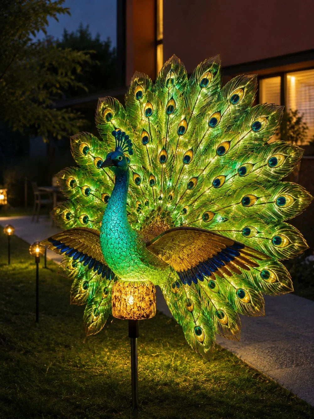 Solar Peacock Garden Sculpture