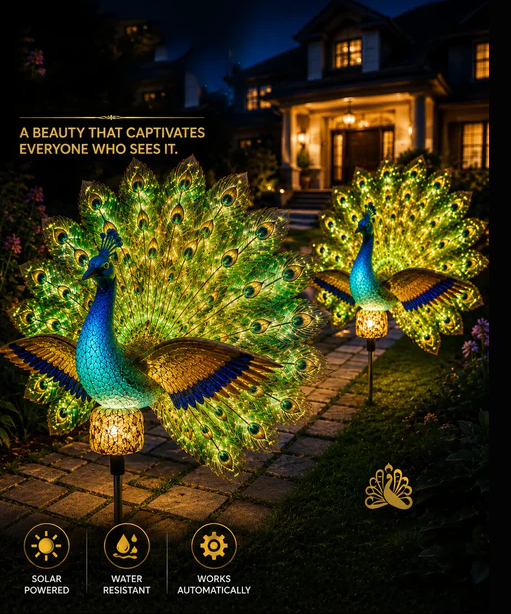 Solar Peacock Garden Sculpture