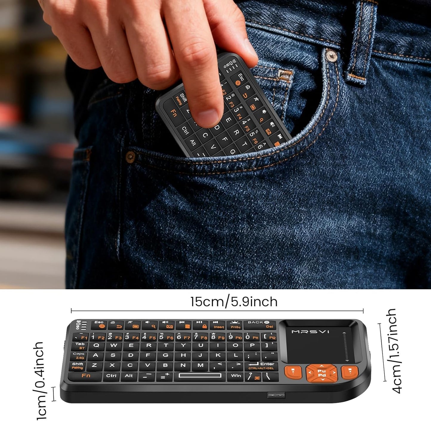 Mini Wireless Keyboard with Touchpad – Bluetooth & 2.4GHz