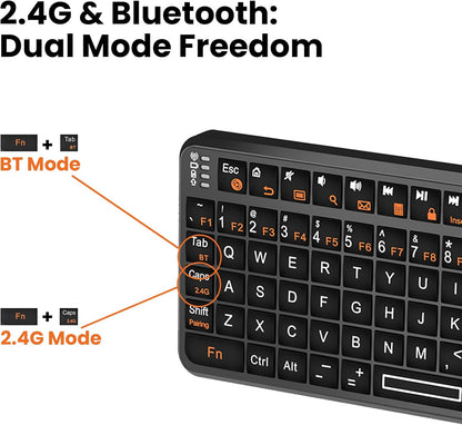Mini Wireless Keyboard with Touchpad – Bluetooth & 2.4GHz