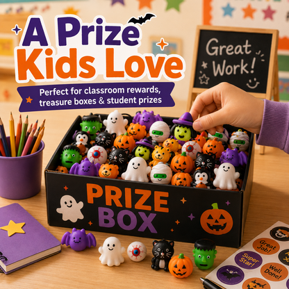 🎃 50PCS Halloween Mini Squishy Toys – Cute Party Favors & Goodie Bag Fillers