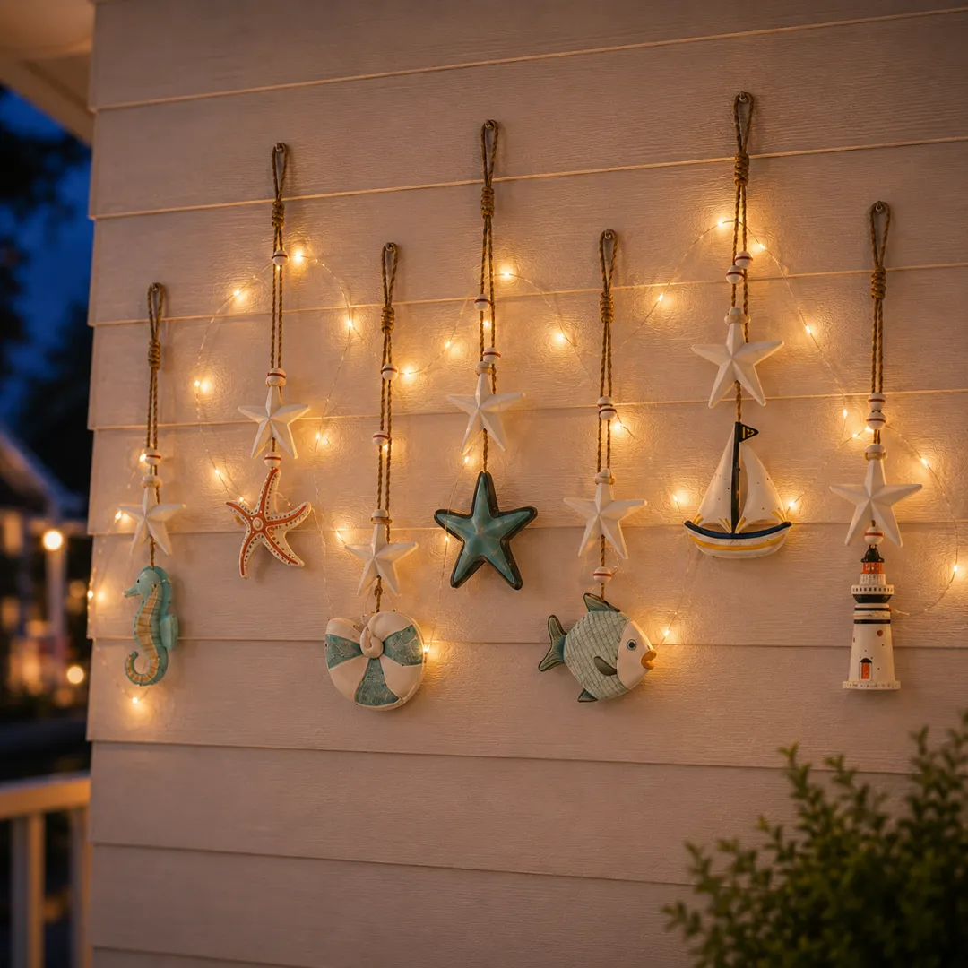 🌊 Seaside Glow Wall Hangings – 7-Piece Coastal Nautical Decor Set