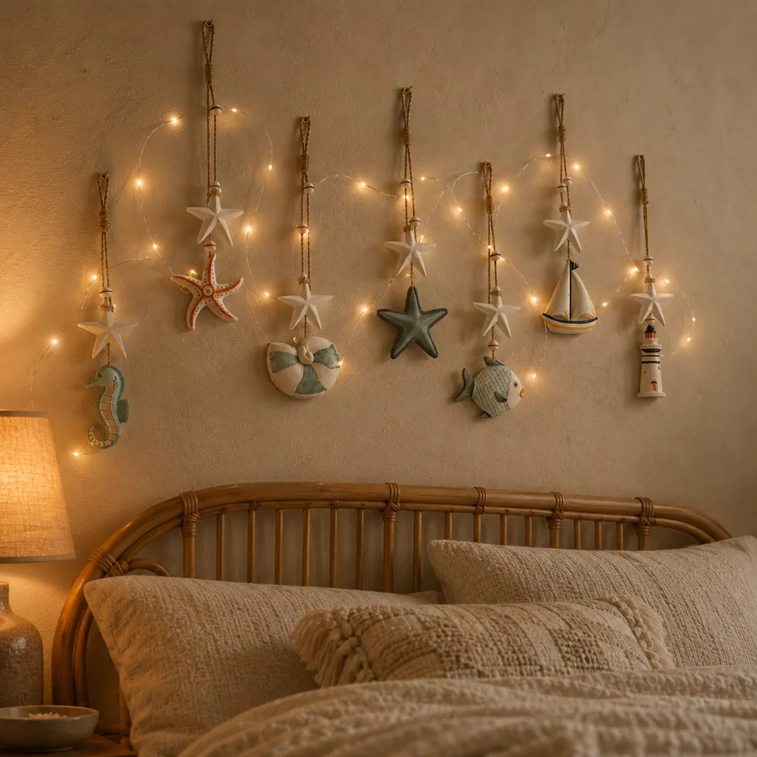 🌊 Seaside Glow Wall Hangings – 7-Piece Coastal Nautical Decor Set