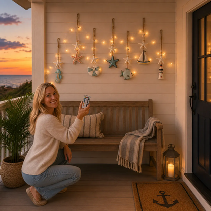 🌊 Seaside Glow Wall Hangings – 7-Piece Coastal Nautical Decor Set