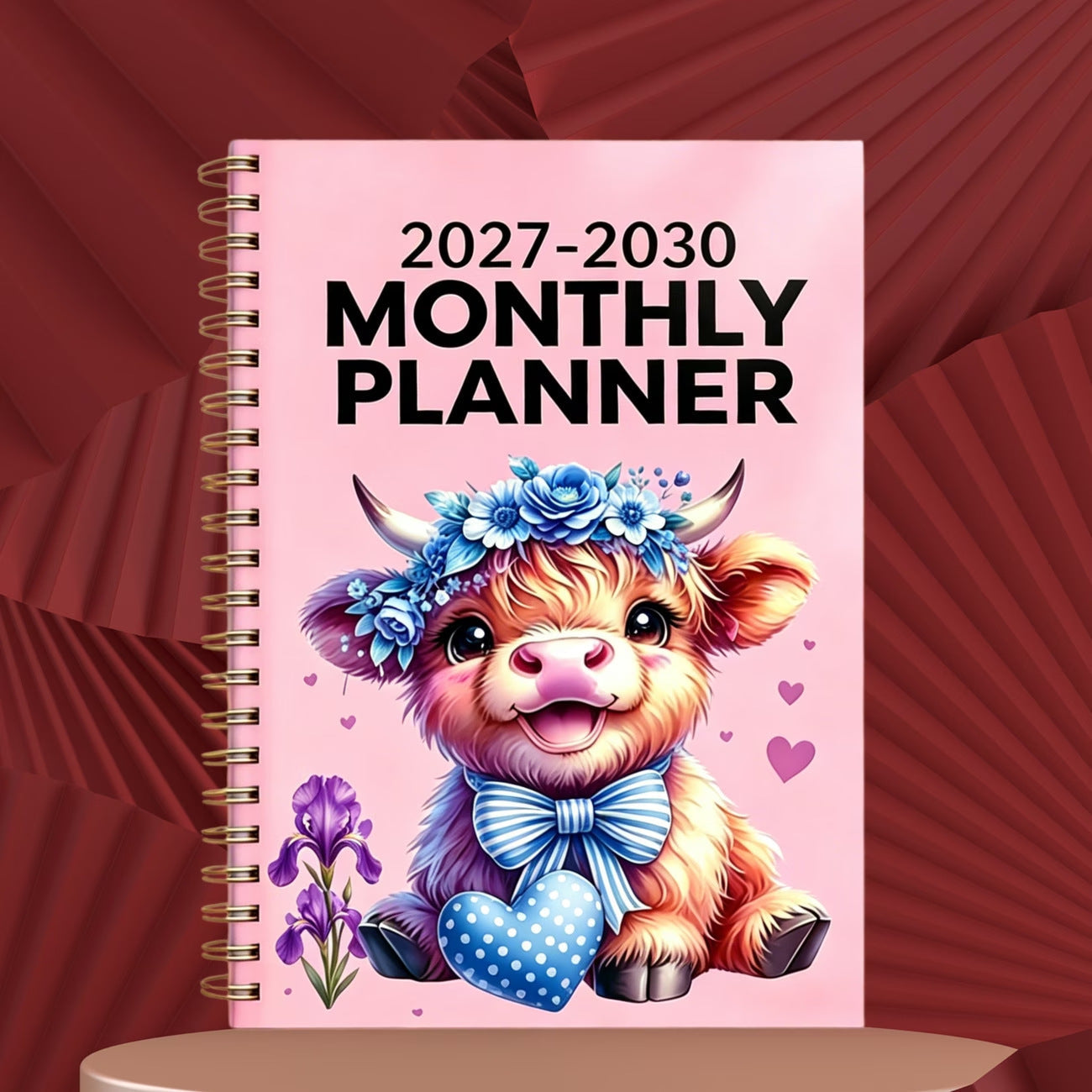 🐮 2026–2030 Monthly Planner ✨ Cute Highland Cow 5-Year Calendar | Large Monthly Blocks for Long-Term Planning