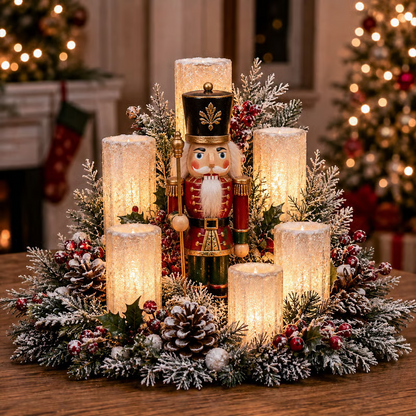 Christmas Lighted Centerpiece with Flameless Candle Glow