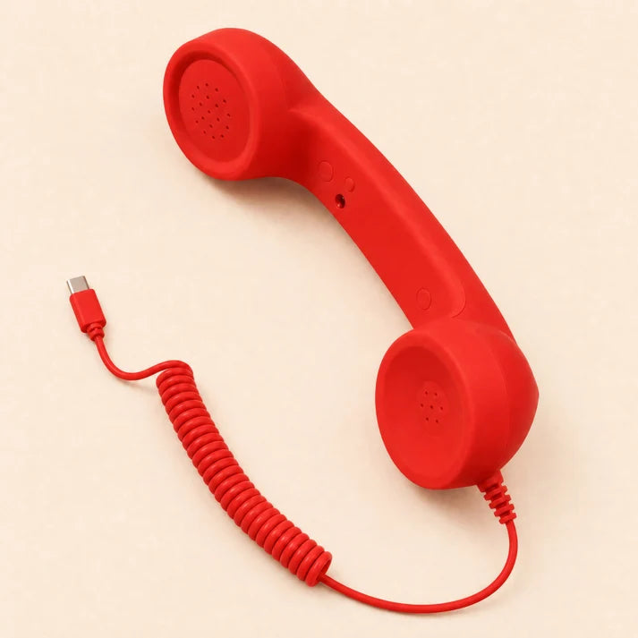 Red retro phone handset