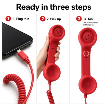 ☎️Retro Phone Handset — Wired USB-C / 3.5mm for Smartphone