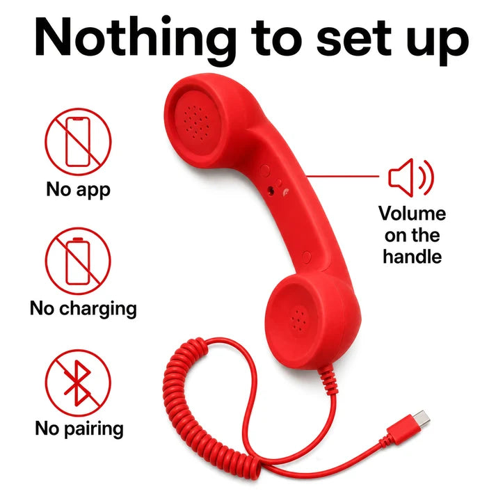 ☎️Retro Phone Handset — Wired USB-C / 3.5mm for Smartphone