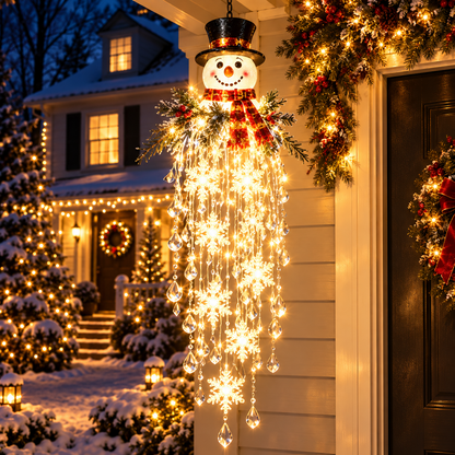 ❄️ Crystal Cascade Christmas Hanging Light – LED Snowflake & Crystal Drop Decor