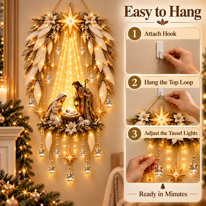👼 Heavenly Angel Wings Nativity Light✨ – Lighted Christmas Wall Decor  ✈️