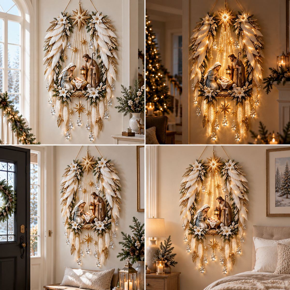 👼 Heavenly Angel Wings Nativity Light✨ – Lighted Christmas Wall Decor  ✈️