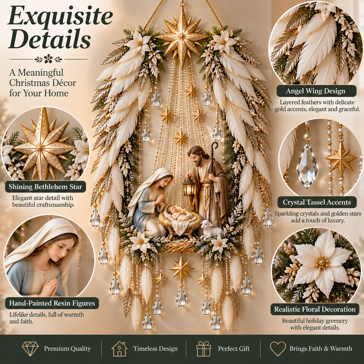 👼 Heavenly Angel Wings Nativity Light✨ – Lighted Christmas Wall Decor  ✈️