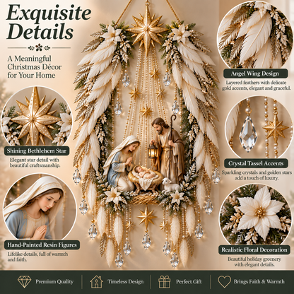 👼 Heavenly Angel Wings Nativity Light✨ – Lighted Christmas Wall Decor  ✈️