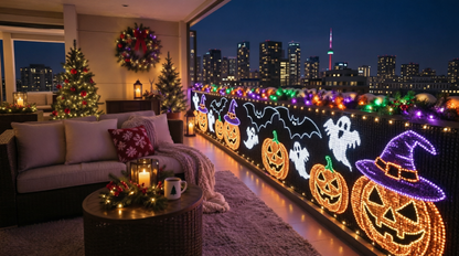 🎄💯Smart Animated Curtain Lights – App-Controlled RGB Balcony & Window Display