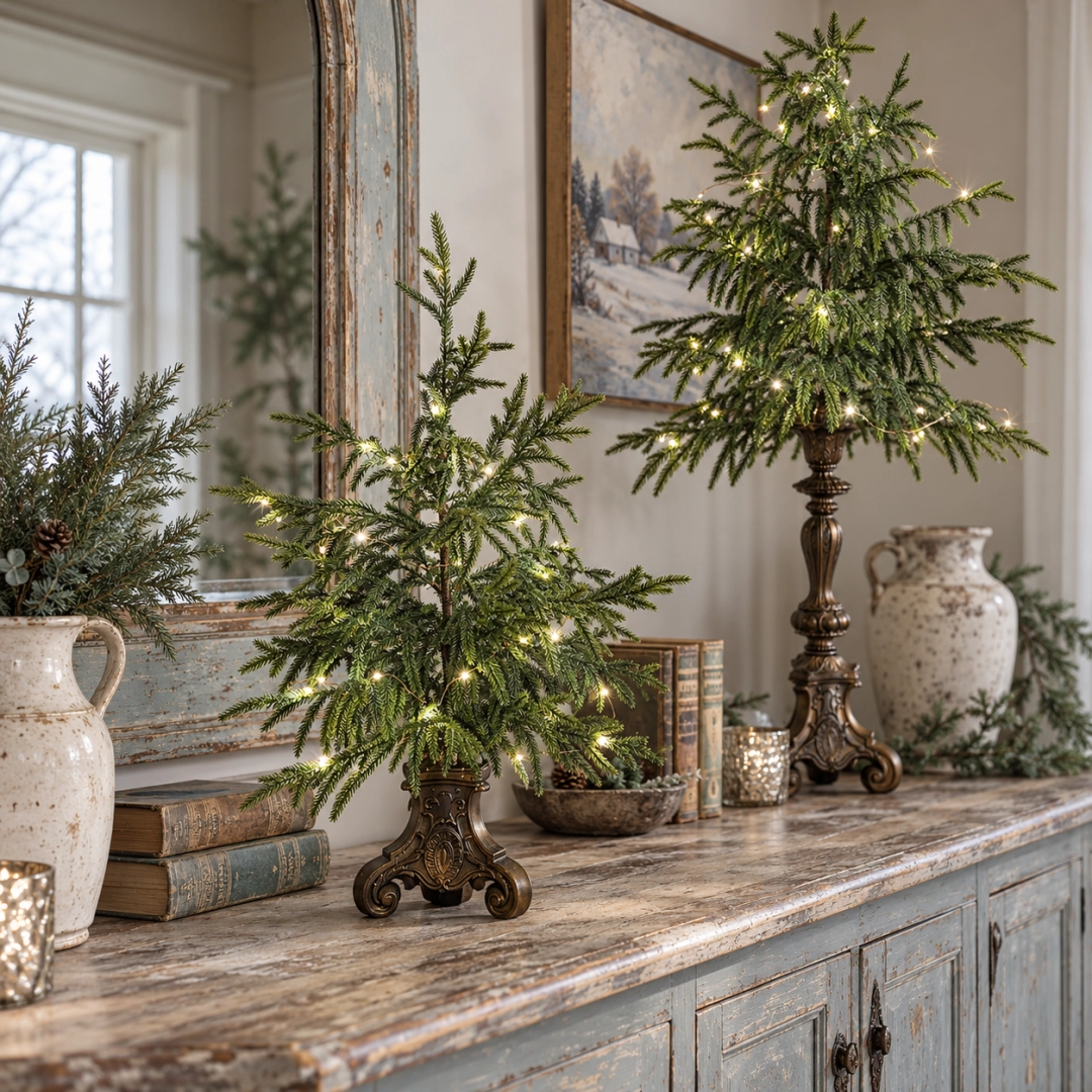 🎄❤️Vintage Lighted Norfolk Pine Trees