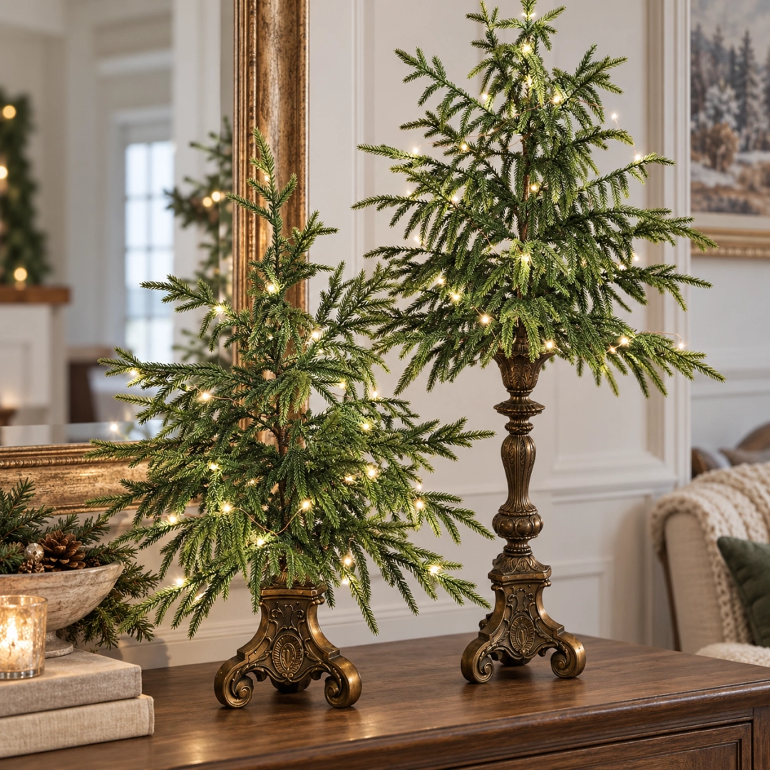 🎄❤️Vintage Lighted Norfolk Pine Trees