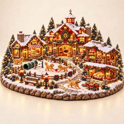 🐕 Lighted Golden Retriever Christmas Village | Holiday Dog Décor