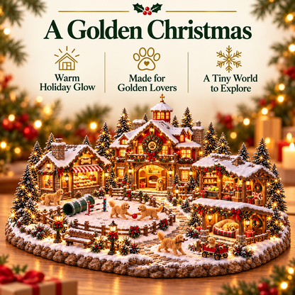 🐕 Lighted Golden Retriever Christmas Village | Holiday Dog Décor