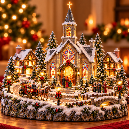 ⛪ Animated Christmas Eve Church Village | Moving Horse Carriage Display