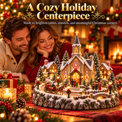 ⛪ Animated Christmas Eve Church Village | Moving Horse Carriage Display