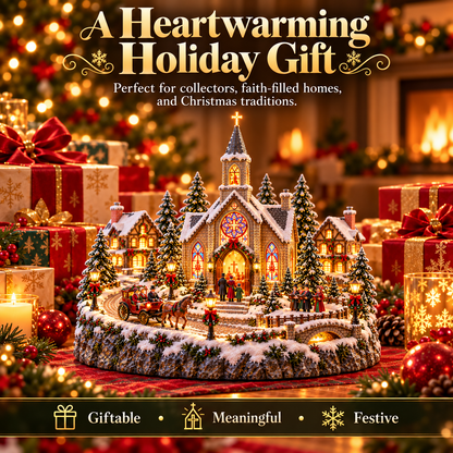 ⛪ Animated Christmas Eve Church Village | Moving Horse Carriage Display