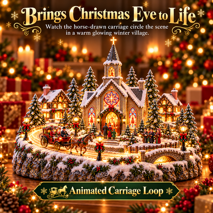 ⛪ Animated Christmas Eve Church Village | Moving Horse Carriage Display