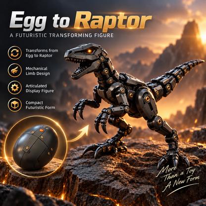 🦖 Egg to Raptor™ – 2-in-1 Transforming Mechanical Dinosaur | Futuristic Robot Collectible & Unique Gift