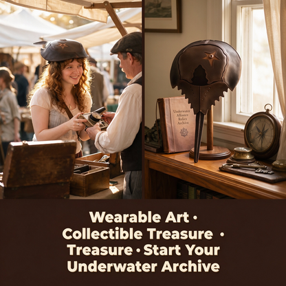 🦀 Crab Dossier Hat – Vintage Horseshoe Crab Costume Headwear