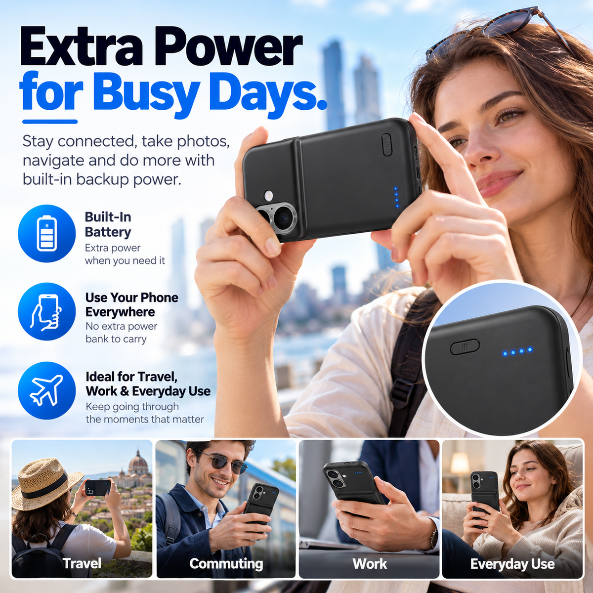 🔋 High-Capacity Clip-On Phone Battery Pack – Portable Backup Charger for All-Day Convenience