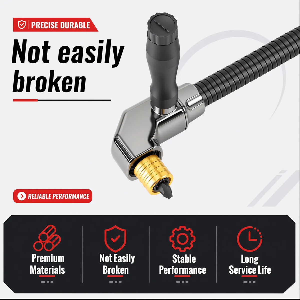 ⚙️Flexible Drill Extension with 90° Right-Angle Head & Support Handle