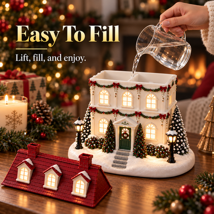 🎄 Christmas House Aroma Diffuser – Warm Glow & Chimney Mist Holiday Decor🎁