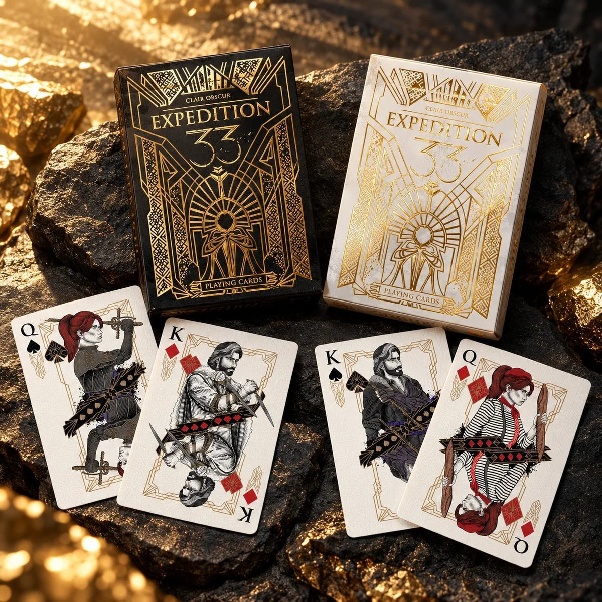🃏✨ Gold-Foil Art Deco Playing Cards | Black & Ivory Editions(📦Buy 2 Free Shipping)