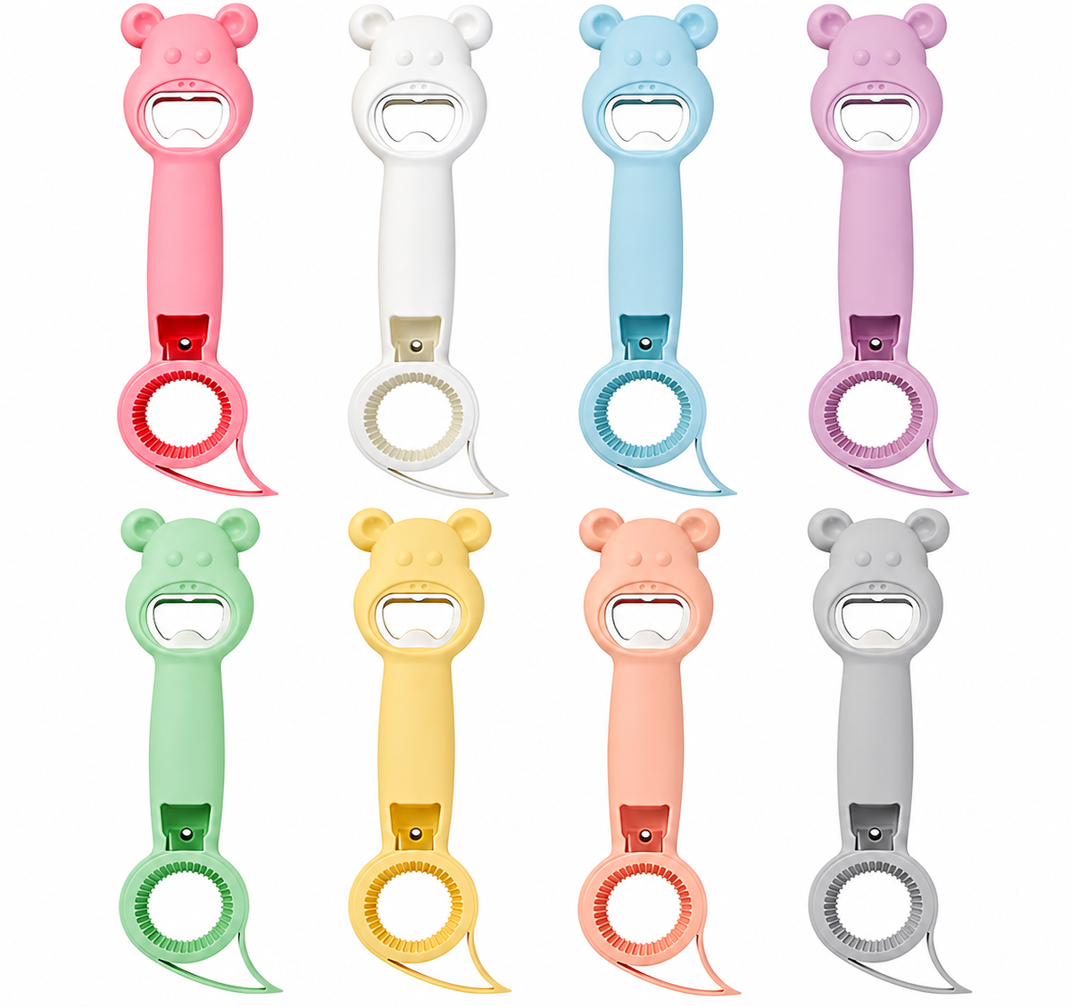 🐻 4-in-1 Bear-Shaped Opener – Open Bottle Caps, Pull Tabs & Jar Lids with Less Hassle