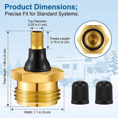 ❄️ Brass RV Winterizing Blowout Plug Adapter – Easy Water Line Winter Prep