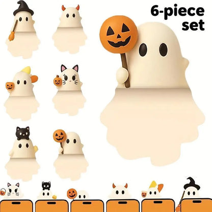 6-Piece Halloween Ghost Phone Buddies – Cute Phone Case Decorations