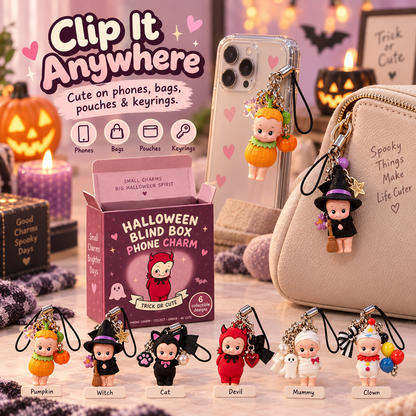 🎃 Halloween Mystery Blind Box Phone Charm – 1 of 6 Spooky-Cute Collectible Designs