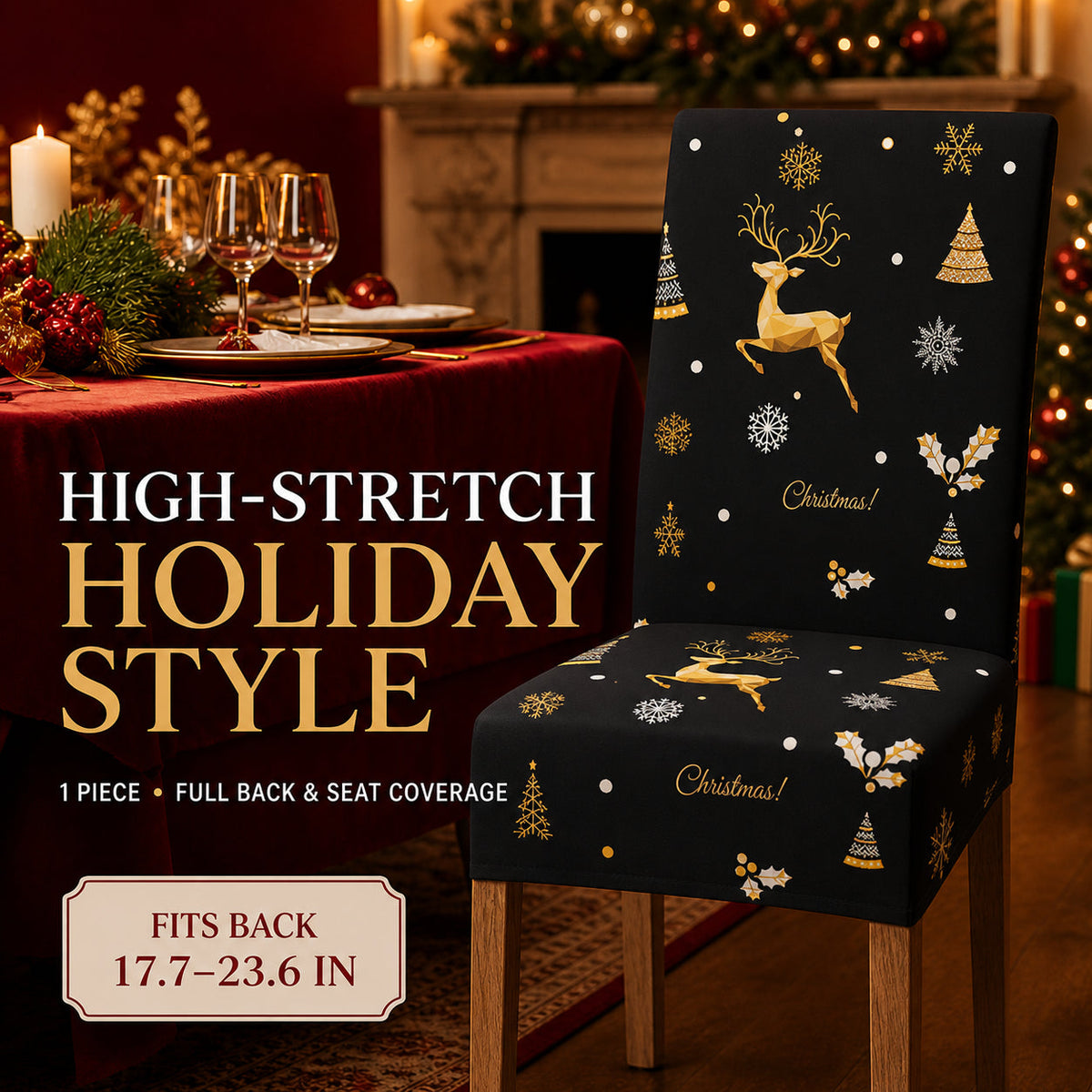 ✨ Christmas Stretch Dining Chair Covers – Instant Holiday Makeover🔥