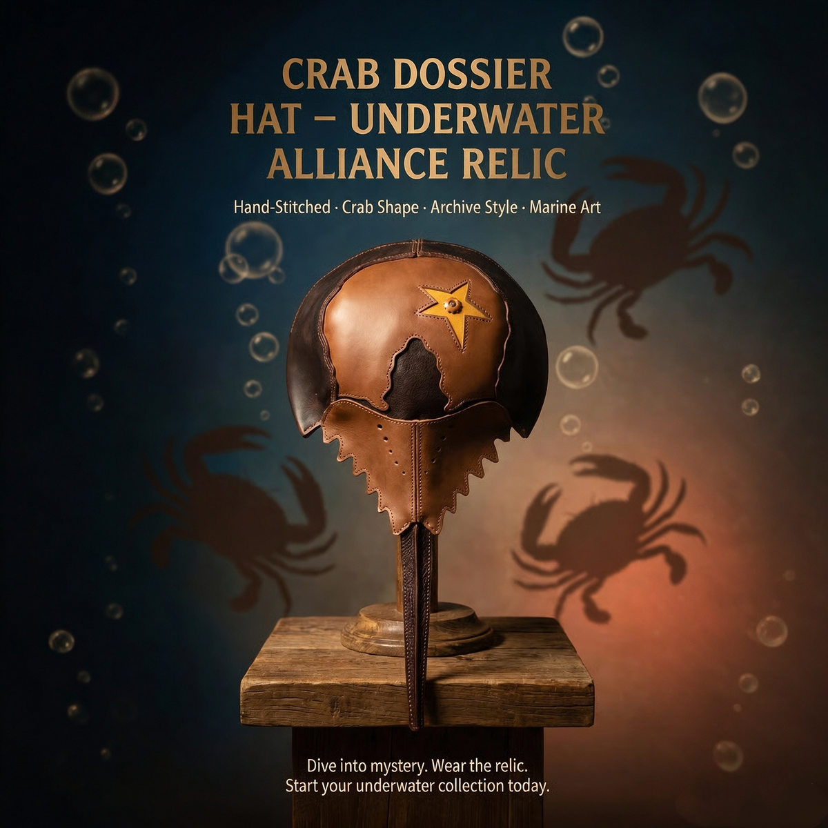 🦀 Crab Dossier Hat – Vintage Horseshoe Crab Costume Headwear