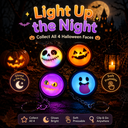 🎃 Press-to-Glow Halloween Dumpling Keychain – Cute Light-Up Fidget Toy
