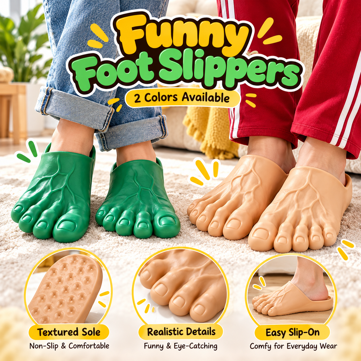👣🎃 Halloween Monster Big Toe Slide Sandals – Funny Unisex Novelty Slippers for Spooky Season & Costume Parties 👹