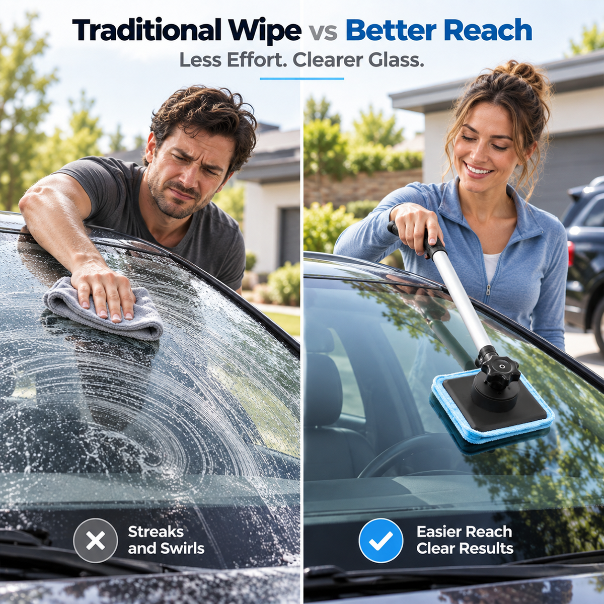 ✨Dual Magnetic Car Windshield Cleaner | Streak-Free Auto Glass Cleaning Kit