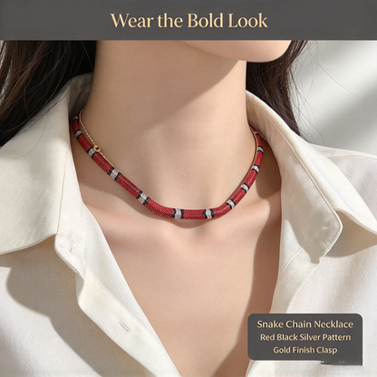 🐍 Patterned Snake Chain Necklace – Bold Sculptural Statement Jewelry