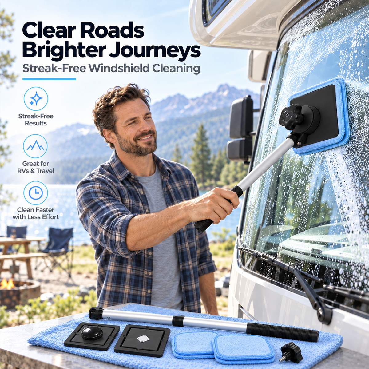 🚗Dual Magnetic Car Windshield Cleaner | Streak-Free Auto Glass Cleaning Kit