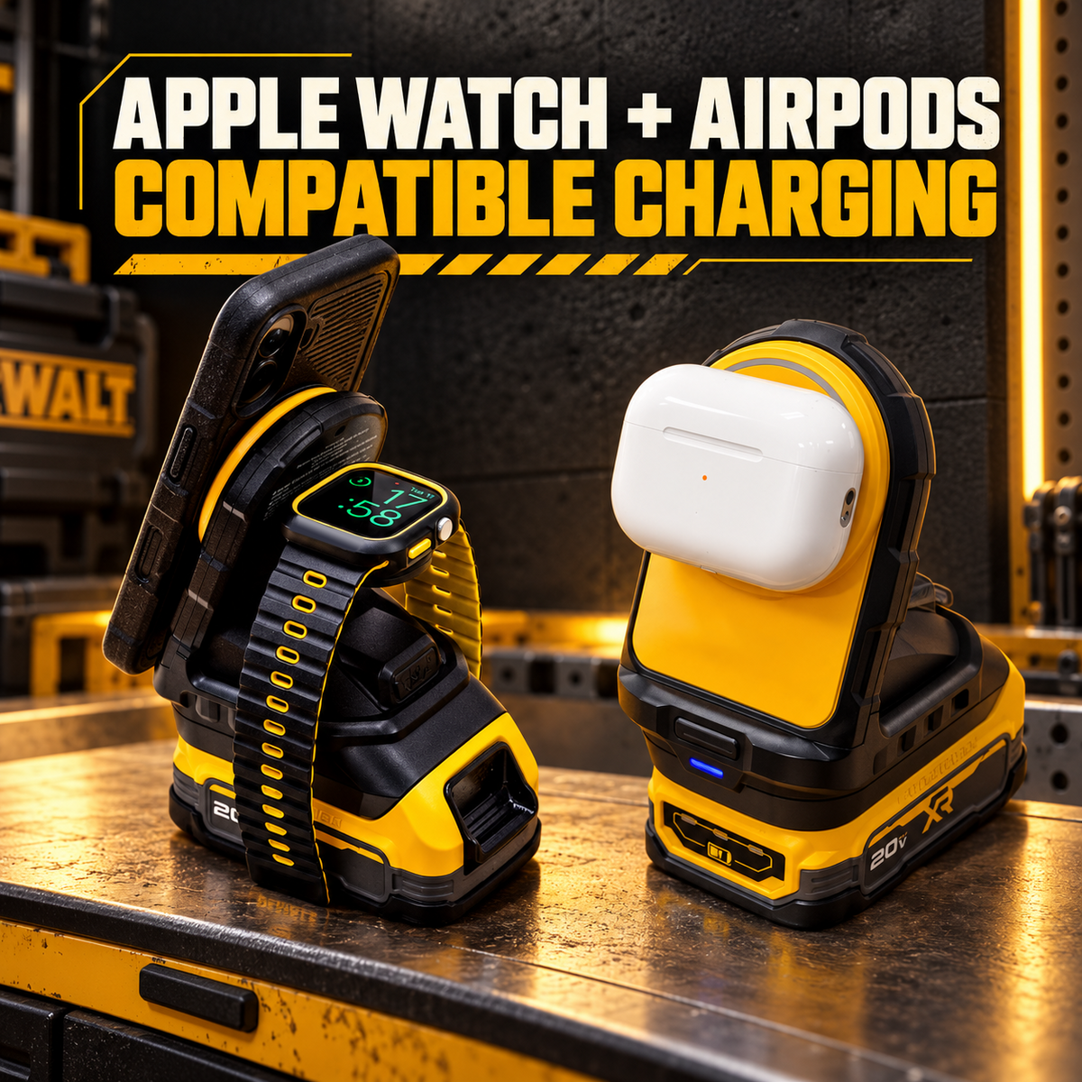 Magnetic charger supporting Apple Watch AirPods and compatible phone charging